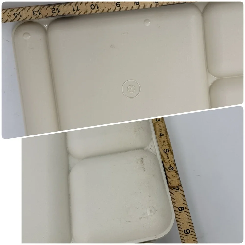 Tupperware Divided Trays Set Of 2 Vintage Lunch Camping Picnic Light Beige